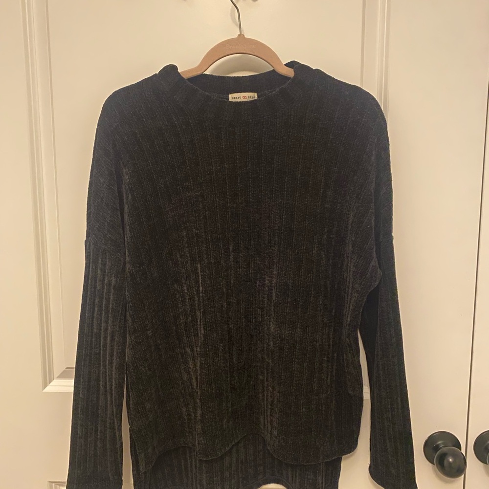 Black Crew Neck Sweater Fine Knit